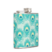 Pfau versieht Muster mit Federn Flachmann (Rechts)