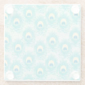 Pfau versieht Muster mit Federn Glasuntersetzer (Rückseite)