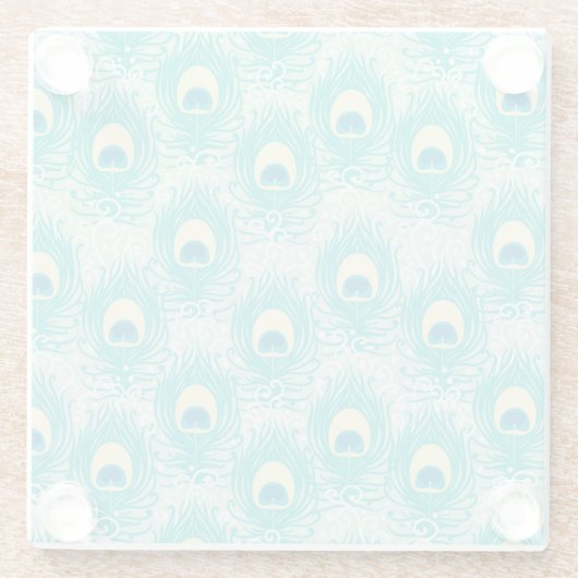 Pfau versieht Muster mit Federn Glasuntersetzer (Rückseite)