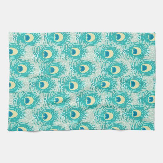Pfau versieht Muster mit Federn Handtuch (Horizontal)