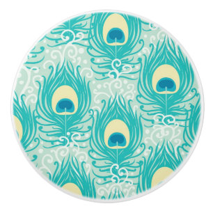Pfau versieht Muster mit Federn Keramikknauf