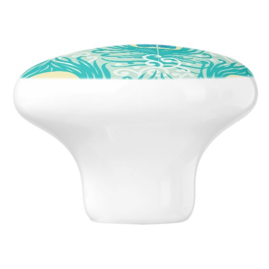 Pfau versieht Muster mit Federn Keramikknauf (Seitenansicht)