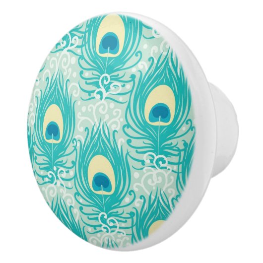 Pfau versieht Muster mit Federn Keramikknauf (Rechts)