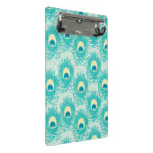 Pfau versieht Muster mit Federn Mini Klemmbrett (Schrägansicht)