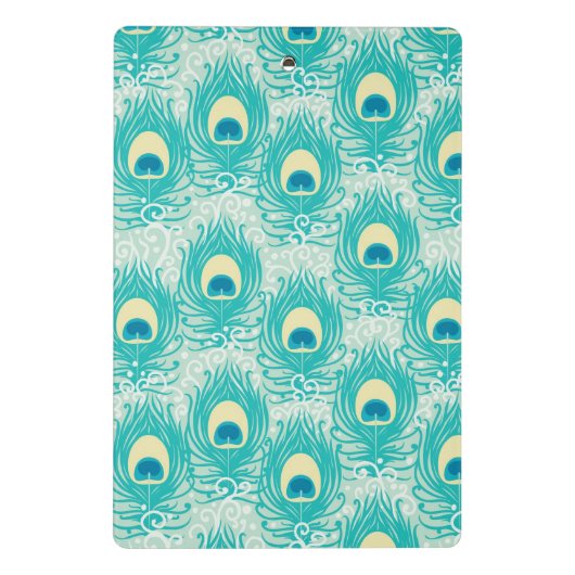 Pfau versieht Muster mit Federn Mini Klemmbrett (Rückseite)