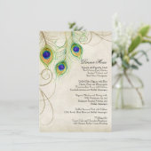 Pfau versieht schwarzes menükarte (Stehend Vorderseite)