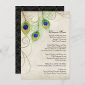 Pfau versieht schwarzes menükarte (Vorne/Hinten)