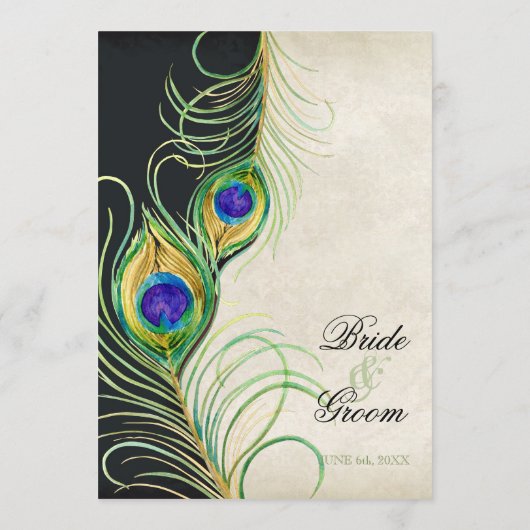 Pfau versieht schwarzes menükarte (Rückseite)