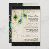 Pfau versieht schwarzes menükarte (Vorne/Hinten)