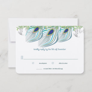 Pfau Vintage 3 Federn Danke RSVP Karte