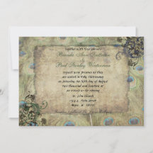 Pfau Vintage Hochzeit Einladung