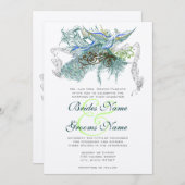 Pfau Vintage Liebesvögel Einladung (Vorne/Hinten)