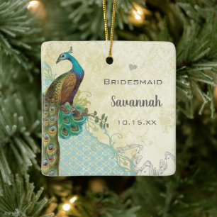 Pfau Vintage Vogel Brautjungfer Brautjungfern Keramikornament