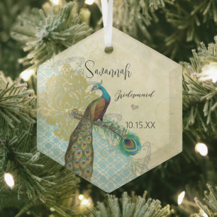 Pfau Vintage-Vogel-Brautjungfer-Ornamente Ornament Aus Glas