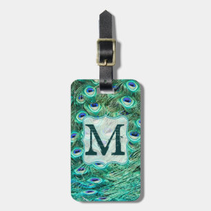 Pfau-Vogel-Feder aquamariner Tur Gepäckanhänger