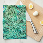 Pfau-Vogel-Feder aquamarines Turqu Geschirrtuch (Viertel Falte)