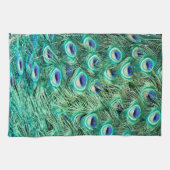 Pfau-Vogel-Feder aquamarines Turqu Geschirrtuch (Horizontal)