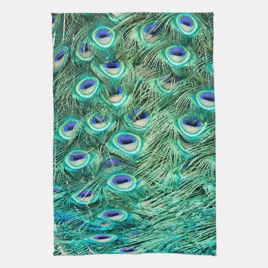 Pfau-Vogel-Feder aquamarines Turqu Geschirrtuch (Vertikal)
