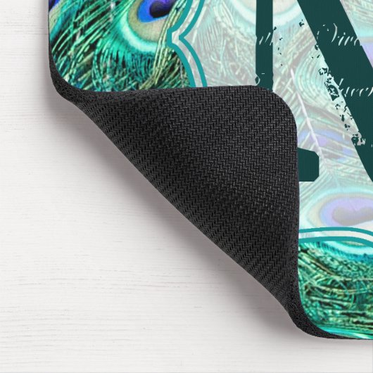 Pfau-Vogel-Feder-Monogramm-Initialen-Mausunterlage Mousepad (Ecke)