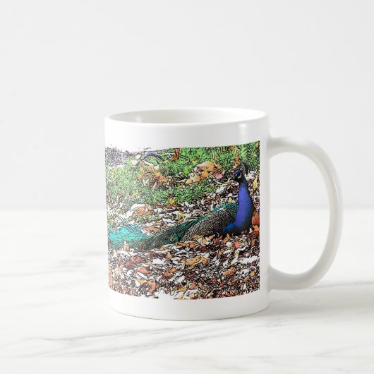Pfau-Vogel-Feder-Tier-Tiere Kaffeetasse (Rechts)