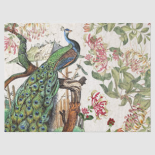 Pfau-Vogel-Geißblatt-Blumen-Seidenpapier Seidenpapier