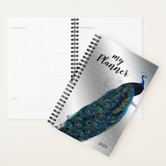 Pfau-Vogel-Silber-Buchstabe-Tagesplaner Planer (Anzeige)