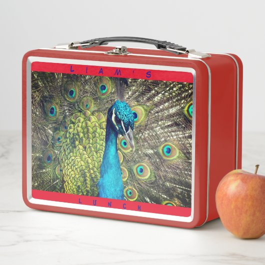 Pfau von Tiervögeln (Personalisischer Name) Metall Brotdose (Beispiel)