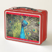 Pfau von Tiervögeln (Personalisischer Name) Metall Brotdose (Rückseite)