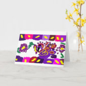 Pfau warm     karte (Gelbe Blume)