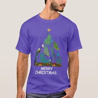 Pfau Weihnachtsbaum Frohe Weihnachten Familie T-Shirt