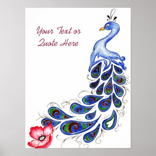 Pfau Zeichnend Poster (Vorne)