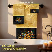 Pfau zeigt Blau und Gelb Badhandtuch Set