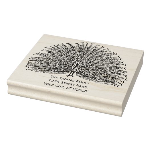 Pfau zeigt Federn #2 Rücksendeadresse Gummistempel (Stempel)