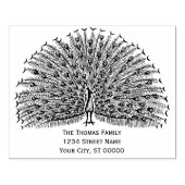 Pfau zeigt Federn #2 Rücksendeadresse Gummistempel (Prägung)