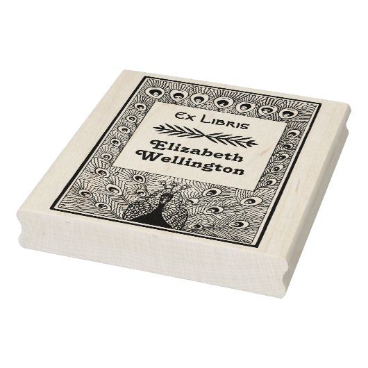 Pfau zeigt Federn #3 Ex Libris Book Gummistempel (Stempel)