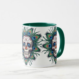 Pfau Zucker Schädel Tasse