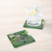 Pfaue im Garden Foto Benutzerdefinierter Platz Unt Rechteckiger Pappuntersetzer (Vor Ort)