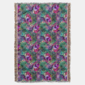 Pfaue und Blume Blumenvogelmuster elegant Decke (Vorderseite Vertikal)