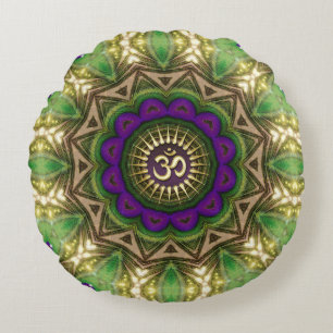 Pfauen-Bohemian-Mandala-OM-Shanti-Design #14 Rundes Kissen