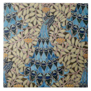 Pfauen, Fische und Meeresalgen Art Nouveau Fliese