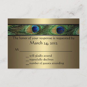 Pfauen-Hochzeit RSVP Karte
