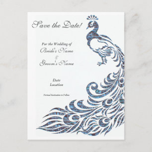 Pfauen-Hochzeitsankündigung Postkarte