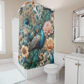 Pfauen in der Natur himmlische Pfauendarstellung Duschvorhang (Beispiel)