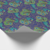 Pfauen-Paisley-Muster Blau Geschenkpapier (Ecke)