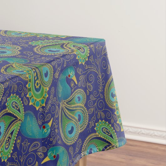 Pfauen-Paisley-Muster Blau Tischdecke (Beispiel)