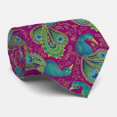 Pfauen-Paisley-Muster Rosa Krawatte (Gerollt)