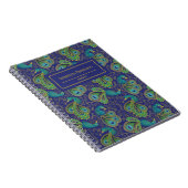 Pfauen-Paisley-Royalblau-Monogramm Notizblock (Rechte Seite)