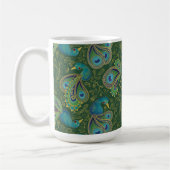 Pfauen-Paisley-Royalgrün-Monogramm Kaffeetasse (Links)