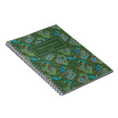 Pfauen-Paisley-Royalgrün-Monogramm Notizblock (Rechte Seite)