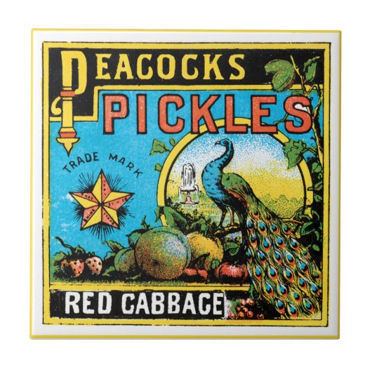 Pfauen Pickles Fliese (Vorderseite)